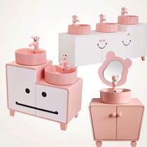 Customizable kindergarten childrens ceramic washbasin washstand high and low mother and child counter cabinet Cartoon floor-to-ceiling bathroom cabinet