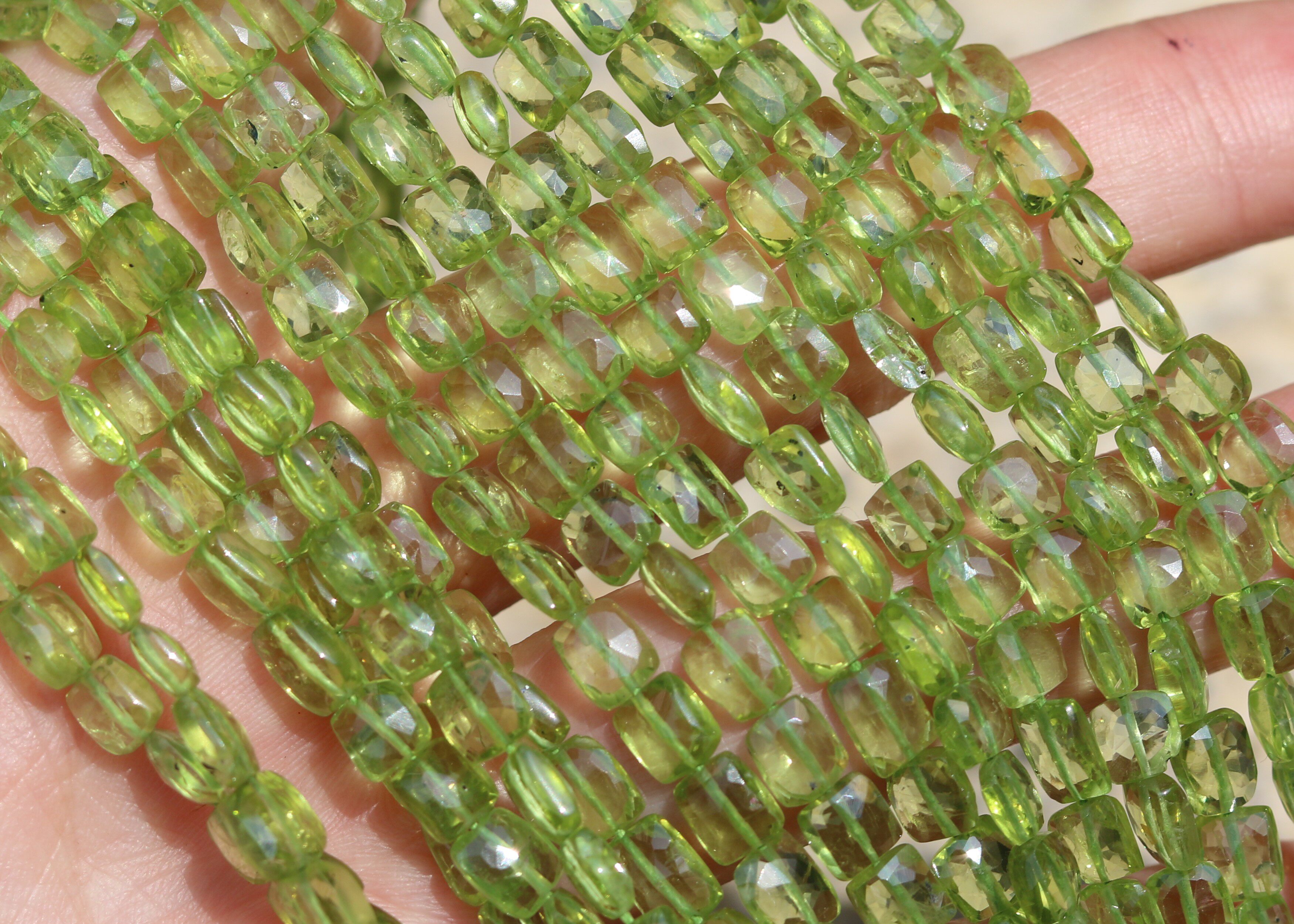 天然橄榄石刻面方块散珠串珠 手链项链吊坠耳环配珠