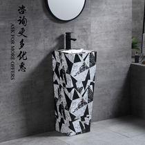 Light luxury Nordic column basin Modern wash basin One-piece wash basin Personality floor-standing wash basin One-piece basin