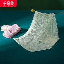 Qian Nami sexy printed lace panties Womens health breathable comfortable elastic waist briefs 3 pieces