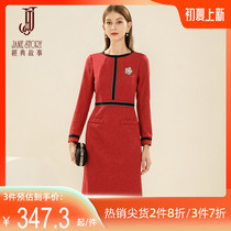 Classic story 2022 spring and summer new fashion round collar temperament A slim A character dress with a long sleeve dress
