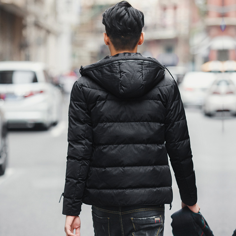 布衣传说 短款连帽保暖棉衣男 冬季新款男士韩版简约青年棉服外套产品展示图2