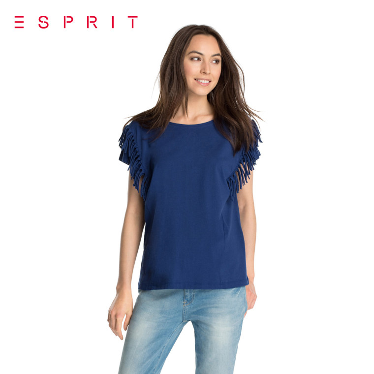 【折】 ESPRIT 女士素色时尚休闲款T恤-055EE1K017吊牌价269