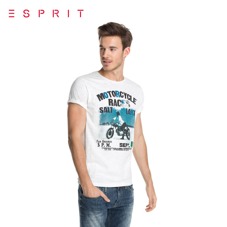 【折】ESPRIT 男士休闲时尚印花圆领短袖T恤-035EE2K013吊牌价199