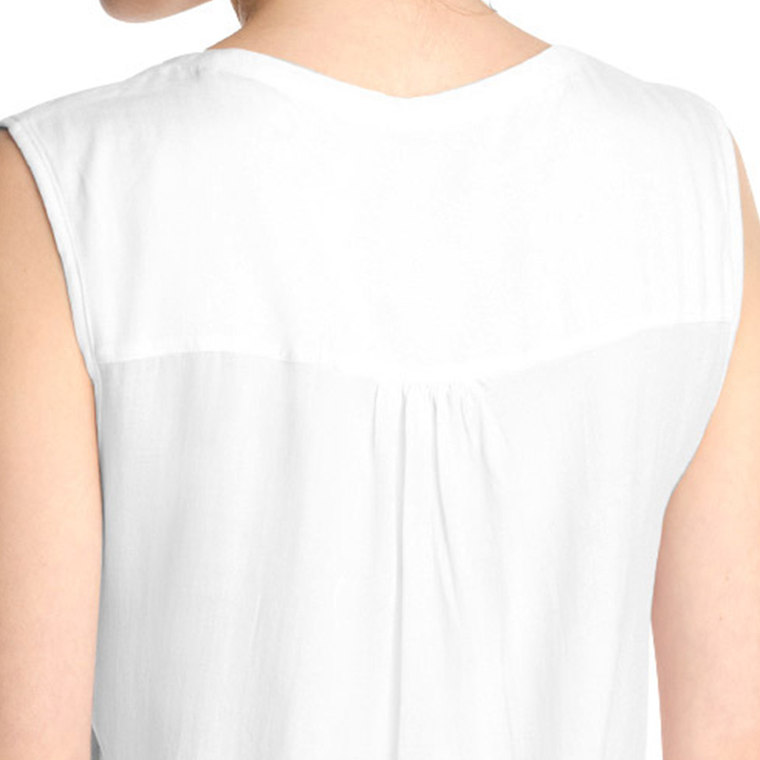 【折】ESPRIT EDC女士时尚素白V领无袖衬衫-045CC1F026吊牌价299