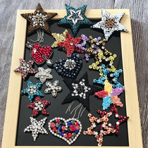Original handmade nail beads five-pointed star cloth patch clothing accessories DIY accessories bag hat shoes hair accessories patch patch