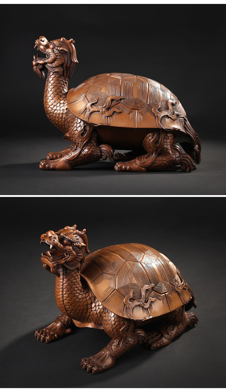 紫铜龙龟摆件龙头龟招财镇宅风水摆件桌面摆设铜龟乔迁开业礼品