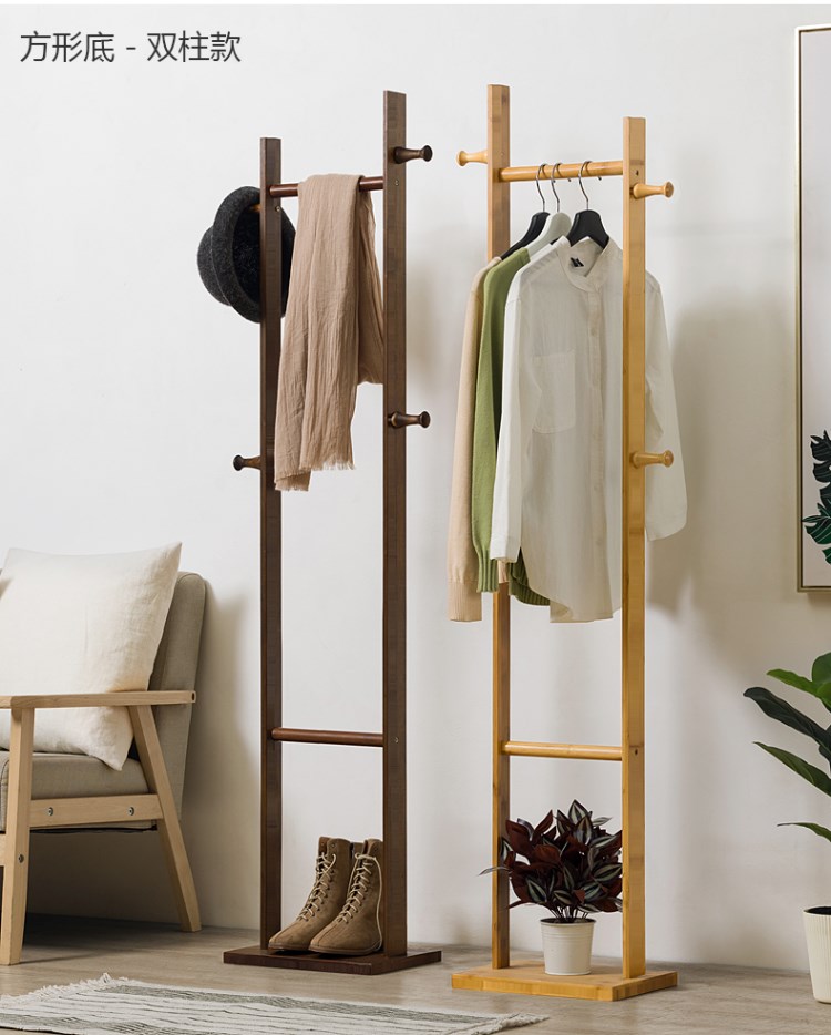 蜡木衣帽架落地挂衣架单杆式墙角个性衣架落地创意时尚卧室衣服
