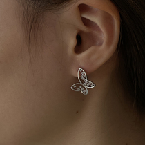 Wearring Japanese and Korean light luxury Net Red love super fairy butterfly earrings Diamond retro simple temperament ear ornaments