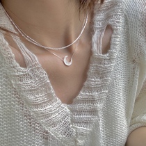Wearring French light luxury deep sea natural white Fritillaria moon necklace female s925 sterling silver choker Net Red