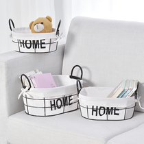 ins Wrought iron storage basket Nordic Japanese Wrought iron storage basket desktop bathroom storage box Kitchen fruit basket zakka