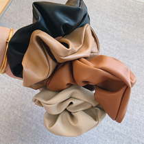 Soft ~ South Korea imported ins Net Red big hot PU cortex Hairband intestinal circle simple temperament horsetail hair rope