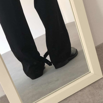 Brown fairy pants adjustable pants foot buckle loose straight casual pants men