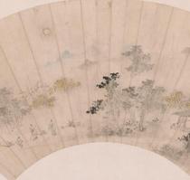 Qing Shangrui Landscape Figure Fan ultra-high-definition electronic picture decoration inkjet identification copy Chinese painting material