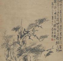 Qing Li Fangying Pine Tree Picture Hanging Shaft high-definition electronic picture decoration spray identification copy Chinese painting material