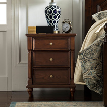 He Nian Meijia American bedroom furniture Full solid wood bedside small cabinet Mini locker retro mark bedside table