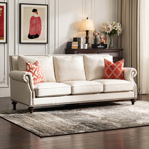 He Nian Meijia log retro American fabric sofa Small apartment down sofa Complete three-person Taylor sofa