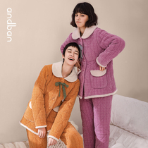 Anzhipajamas womens winter New chenille thickened warm home clothes can be worn outside the large-size suit