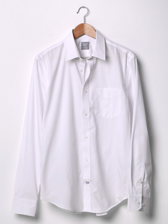 3件8折|Gap全棉经典舒适纯白长袖衬衫|男装421607吊牌价349