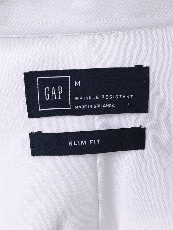 Gap全棉经典纯白修身长袖衬衫|男装113940