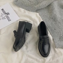 Small Leather Shoes Woman 2022 Reancient with 100 hitch Black working shoes Japanese Inn Wind Jk Single shoe Spring and autumn new