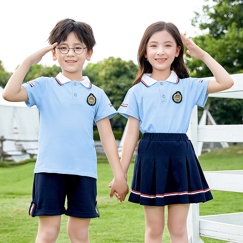 School uniform suit primary school kindergarten class uniform garden uniform summer short-sleeved college style summer dress graduation class photo customization