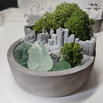 Will make hand-made city ruins to store succulent pots clear cement desktop ornaments to store aromatherapy diffuser diffuser DIY