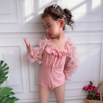 Children long sleeve sunscreen baby cute iyongy swimming skirt beach summer fashion Childrens swimsuit