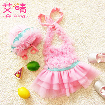 2021 New Princess baby girl cute skirt conjoined baby small gauze dress foreign Spring Childrens swimsuit