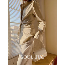 SOUL JUC Small Crowd Light Cooked Design Sensation with type 100 lap high quality cast-down shirt laminated with body lining