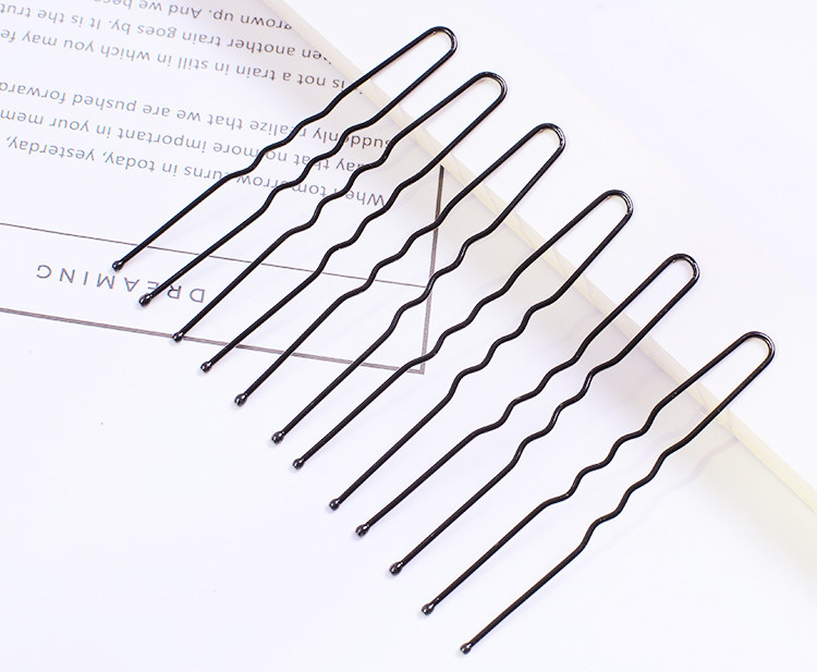 日韩黑色u型夹插针影楼发夹加粗盘发工具头饰发饰袋装u形小发卡子