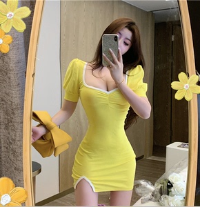 Fashion slim matching color matching hip dress