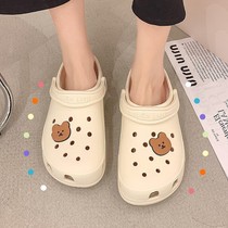 Japan GP hole shoes women ins tide non-slip summer new lazy Baotou semi-cool slippers women wear outside the summer