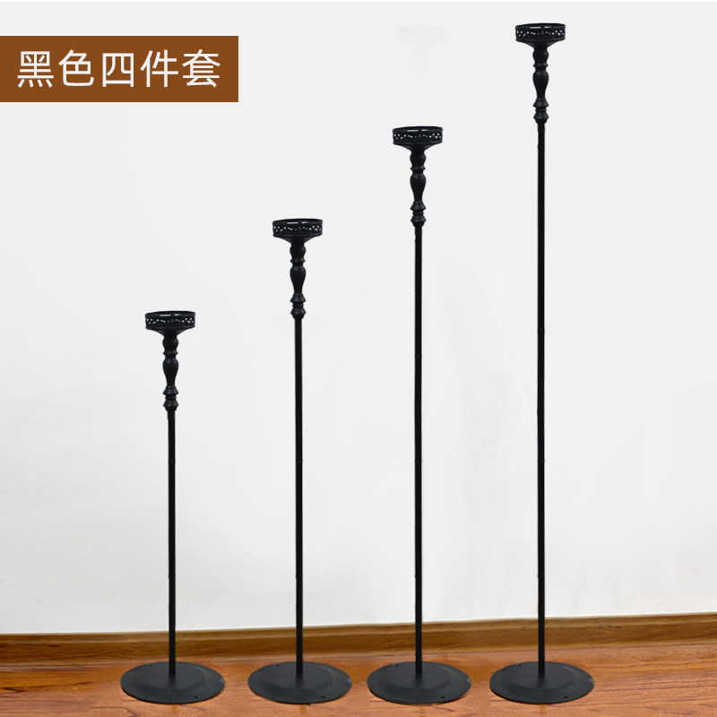 新款婚庆道具黑色步步高烛台路引灯 婚礼T台摆件橱窗布置舞台装饰 (1627207:35347215:color classification:Black four piece set)