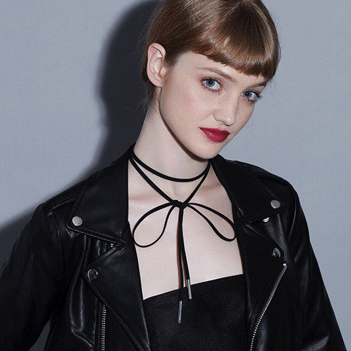 shes girl茜子饰品 天鹅颈系带蝴蝶结choker项链绳颈链脖链挂饰