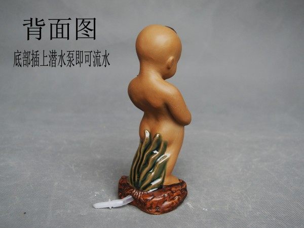 假山盆景陶瓷人物拉尿童子尿公摆件鱼缸园林水族造景装饰品工艺品