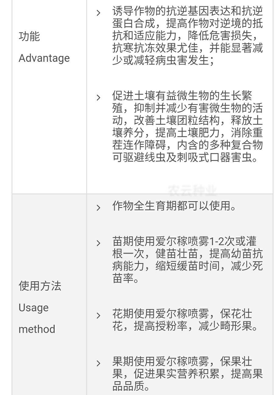挪威海藻素 进口海藻酸有机水溶肥料叶面肥 爱尔稼50g抗病增产