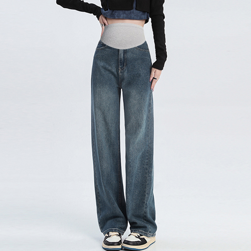 Pregnant women's trousers spring and autumn style outer wear summer thin section small bottoming wide-leg trousers early pregnancy summer jeans