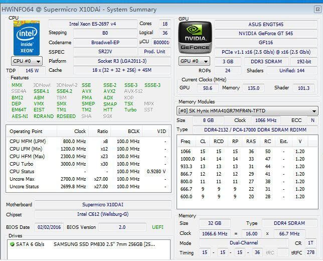 xeon至强e52686v4正式版cpu18核36线23g满载27g有268225g
