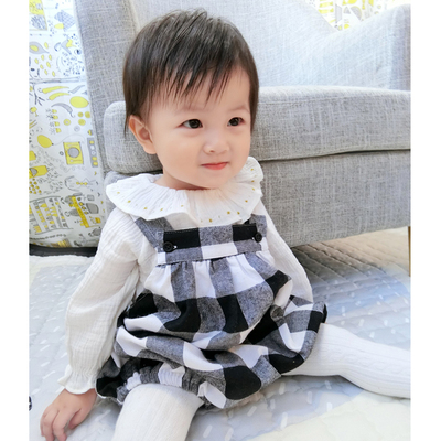 Ha Nini baby clothes boys and girls baby autumn plaid pants baby pp pants bread pants suspenders