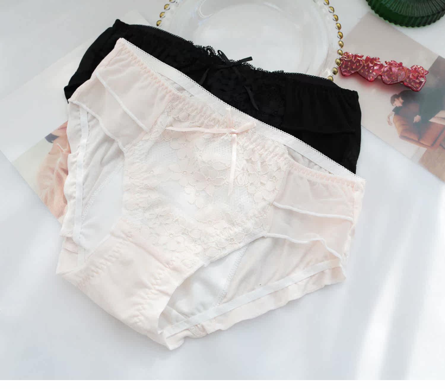 日系可爱经期裤少女大姨妈防漏安心夜用生理裤纯棉易洗例假裤