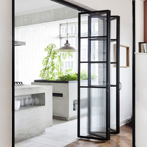 Very narrow aluminum alloy folding door No lower rail sliding door Invisible open kitchen bathroom toilet partition