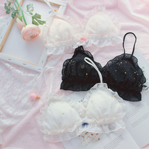 Starry sky girl heart Japanese small-breasted underwear set sexy and cute lace no steel ring soft sister student bra