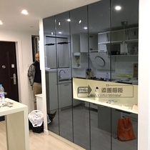 Cabinet door custom full-length mirror Bathroom cabinet door mirror gray mirror Tea mirror custom hidden frame crystal steel waterproof glass door