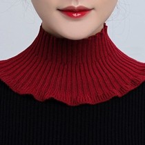 (pro-skin-coated core yarn) Neck Womens Sleeve Head Spring Autumn Warm Protection Cervical neck sleeve Decorative Fake Collar Knit Wool