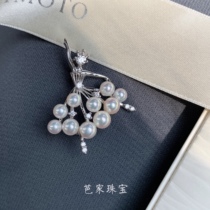 Tebas high-definition ballet dancer Ts Japanese akoya seawater pearl 925 sterling silver brooch pendant dual-use