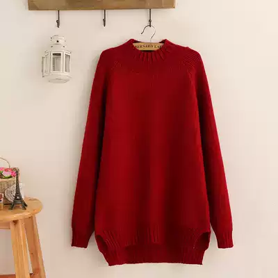 Autumn and winter new fat plus size women's inner clothes women's medium and long version is thin 200 kg and a half turtleneck knitted sweater