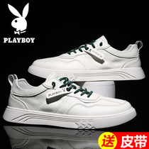 Flowers Playboy Little White Shoes Men Casual Summer Breathable Blue Bean Bean Shoes White Genuine Leather Shoes Mens Shoes Sloth Shoes