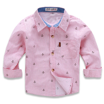 Childrens cotton shirt thin spring and autumn childrens clothing boys long sleeve shirt baby coat baby cartoon shirt