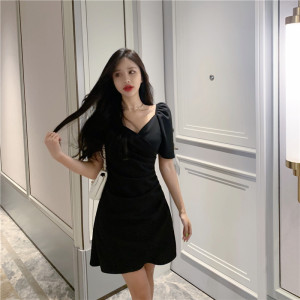 Slim sexy dress French style thin temperament goddess buttock irregular skirt